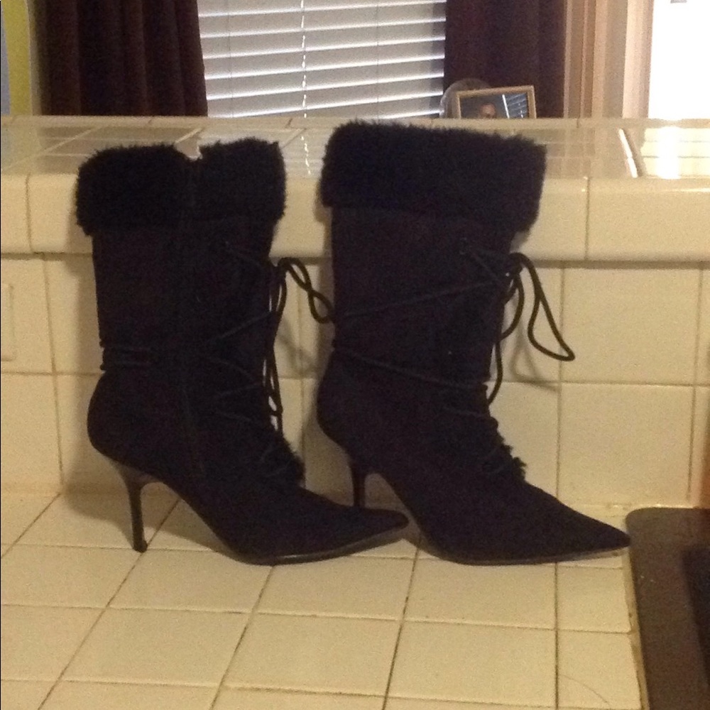 Long suede black boots with wool free $100 purchase